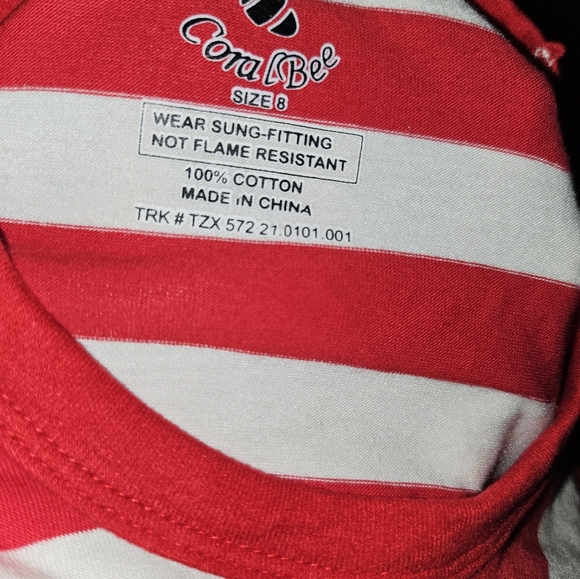 Coral Bee Reindeer Pajamas, Size 8 - Picture 8 of 8